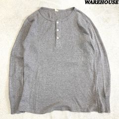 WAREHOUSE ヘンリーネックTシャツ ロングスリーブTシャツ 長袖カットソー ロンT サーマル ハニカム Mサイズ グレー ウエアハウス