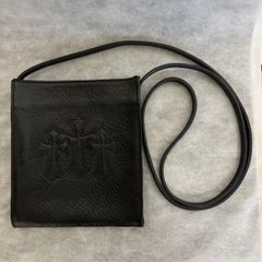 CHROME HEARTS Square Pocket Cemetary Cross Patch Leather Bag クロムハーツ スクエアポケット セメタリークロス パッチ 黒 ブラック 本革 レザー ショルダー バッグ 鞄 メンズ レディース 極美品