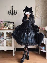 新作 オリジナルデザイン 暗黒ゴシック風 Lolitaワンピース jsk ドレス 豪華刺繍 長袖 夏/秋用 エレガント ゴスロリスタイル 高品質 女性用