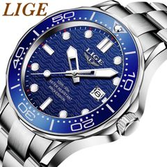 新品 LIGE スポーツオマージュウォッチ メンズ腕時計 ブルー 8936ST