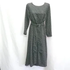 ■ ◎ apart by lowrys ドット柄 長袖 ロング丈 ワンピース サイズF ブラック ホワイト レディース E  【1406050057619】