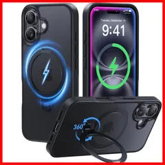 【2025最高傑作&定点360度回転】CASEKOO iPhone 16 用 ケース 米軍MIL規格 耐衝撃 MagSafe対応 高耐久性【横縦両立・角度自由調整】 最大25W急速充電対応 指紋防止/マット仕上げ/黄変防止/半透明 超強磁力 ラップホール付き