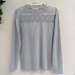 [C・O・L・Z・A]コルザ カットソー 長袖 レース レディース 古着 サイズL パープル（い-298，ナ）