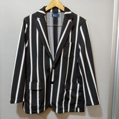 FRED PERRY　フレッド ペリー　ストライプ テーラードジャケット　サイズM　ブラック　黒