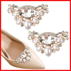 【即発送】ワンタッチ着脱 簡単装着 耐久性 汎用性 結婚式 靴飾り 発表会 シューズクリップ飾り パーティー クリスタルビジュー 2個セット 入学式 シューズクリップ 卒業式 [YINKE]