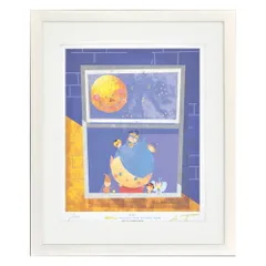 絵画 月に願いを(四ツ) はりたつお ベム x HUTCH インテリア 妖怪人間ベム みなしごハッチ コラボ アート かわいい 額入り プレゼント 部屋 飾る アートフレーム ギフト 壁飾り 額装済 フレーム付 新築祝い 結婚御祝 Lサイズ 