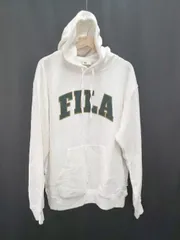 ◇ ⊇ FILA フィラ フーディ 長袖 プルオーバー パーカー サイズXL オフホワイト系 メンズ E  【1508060009791】