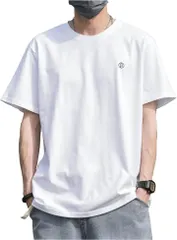 X-cross クロス tシャツ メンズ 半袖 綿 無地 スポーツ 透けない インナー ポリエステル ワンポイント オシャレ アウトドア 半袖tシャツ シンプル デザイン かっこいい カットソー トップス クルーネック(ホワイト,  XL)