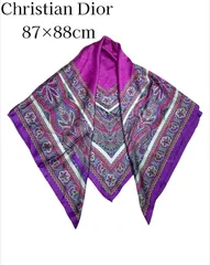 美品 Christian Dior クリスチャンディオール ペイズリー柄 大判スカーフ　シルク 87×88cm