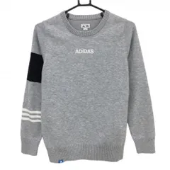 【美品】アディダス セーター 杢グレー×ネイビー ニット ウール混 レディース L/G ゴルフウェア adidas