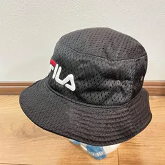(^w^)b FILA フィラ ハット 帽子 ロゴ刺繍 パンチング カジュアル アウトドア キャンプ デイリー タウンユース 古着MIX ブラック 黒 メンズ レディース ユニセックス サイズ58cm