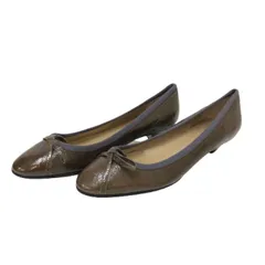 FABIO RUSCONI ファビオルスコーニ ローヒール パンプス エナメル カーキ系 サイズ35(22-22.5cm相当)【中古】【美品】レディース