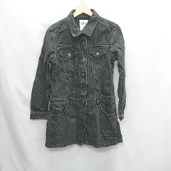◇ ⊇ ZARA ザラ 綿 デニム 長袖 膝上 ワンピース サイズM ダークグレー系 レディース E  【1409240045915】