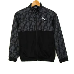 プーマ ジャージ ジャケット アウター スポーツウエア キッズ 男の子用 150サイズ 黒×グレー PUMA 【中古】