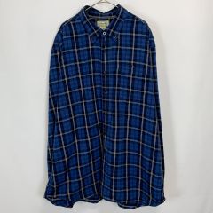 【古着】L.L.Bean ブルー タータンチェック ボタンダウン ヘビーフランネルシャツ XLサイズ