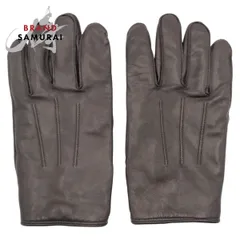 美品 COACH コーチ ブラウン レザー/カシミヤ 手袋 グローブ メンズ 500135【中古】