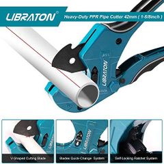 【スタッフおすすめ！】LIBRATON 塩ビカッター 重切削 エンビカッター ラチェット式 塩ビ管カッター PVCパイプカッター 切断能力 42 mm 替刃付き