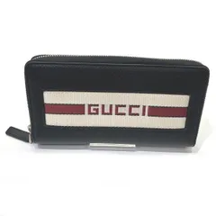 グッチ　GUCCI　ストライプレザー　408831　ラウンドファスナー　長財布　メンズ　美品