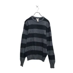 DOCKERS コットン ニット セーター ドッカーズ M ネイビー ボーダー Vネック 古着卸 アメリカ仕入 a605-8583