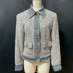 #anc ドルチェ&ガッバーナ DOLCE&GABBANA ジャケット 40 青系 ツィード イタリア製 Gジャン 異素材 デニム ロゴボタン レディース [971369]