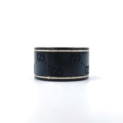 GUCCI アイコン ワイド K18WG×シンセティックコランダム ブラック 指輪