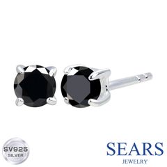[シアーズ] ピアス メンズ レディース ユニセックス ブラックキュービックジルコニア 3mm シルバー925 シルバーピアス Sears