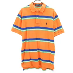 Polo by Ralph Lauren ポロバイラルフローレン ボーダー柄 半袖 ポロシャツ S オレンジ 鹿の子 メンズ 古着