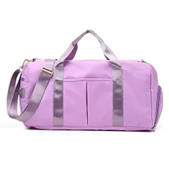 パープル_49*24*25 スポーツバッグ 修学 旅行カバン 大容量 ボストンバッグ ジム ヨガ 出張 duffel bag 35L シューズ収納付き 一泊二日 乾湿分離 斜めがけ 手提げ 肩掛けバック (パープル)