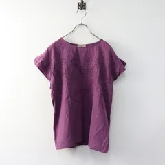 サマンサモスモス Samansa Mos2 SM2 袖口フリル花刺繍ブラウス F/パープル カットソー Tシャツ コットン【2400014297164】