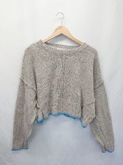 ◇ ⊇ ELLEgirl エルガール メランジ 長袖 ニット セーター サイズF グレー マルチ レディース E  【1411130014888】