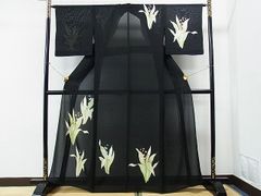 平和屋1■夏物　訪問着　絽　鈴蘭　黒地　三越扱い　逸品　CAAH0405yc