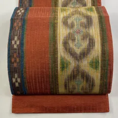 5k2346 名古屋帯　絹　西陣織　渡文　紬　茶色　赤　緑　ベージュ　青　ピンク 楽天市場】渡文 帯（種類（帯）袋帯）の通販