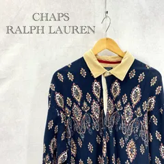 CHAPS RALPH LAUREN チャップス ラルフローレン プルオーバー シャツ 長袖 トップス ペイズリー柄 ネイビー 紺色 XL メンズ