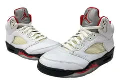 ナイキ NIKE 19年製 AIR JORDAN 5 RETRO FIRE RED エア ジョーダン レトロ ファイヤー レッド AJ5 スウッシュロゴ 白 赤 黒 DA1911-102 メンズ靴 スニーカー ホワイト 27.5cm 104S-844