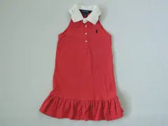 ラルフローレン ralph lauren アウトレット 子供服 女の子 5歳 約 110cm ワンピース ノースリーブ ポロ地 赤 夏 ★2 ガールズ 女児 キッズ 【中古】 ユーズド リサイクル こども