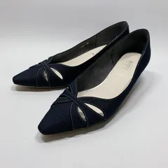 美品〇 Le Talon ルタロン ポインテッドトゥ パンプス デニム ネイビー 25