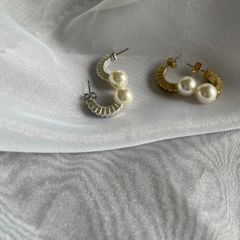ピアス パールピアス マット加工 両耳用 パールアイテム シンプル デザイン チタンポスト 真鍮 プラスチックパール カジュアル レディース ジュエリー デイリー 上品 きれいめ 韓国アクセサリー 332p シースキー【seasukii】