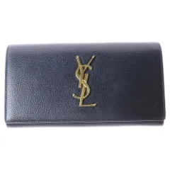 SAINT LAURENT PARIS (サンローランパリ) 二つ折り長財布 ロングウォレット カードケース ロゴ ブラック ゴールド金具 レザー 372266