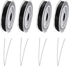 【在庫処分】オペロンゴム ブレスレット用 シリコンゴム 黒 4巻セット 太さ0.8mm ゴム紐 弾力紐 水晶の線 ブレスレット作成 修理 DIY ビーズステッチ糸 伸びる 通しワイヤー コード 伸縮 ストレッチ 手芸 手作り アクセサリー ブラック