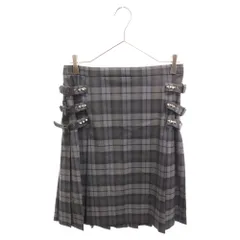 HYSTERIC GLAMOUR (ヒステリックグラマー) 3連スタッズ ベルト プリーツスカート タータンチェック グレー 01182AK01のサムネイル