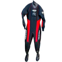 【良品】WORLD DIVE ドライスーツ リフトバルブ付き ハンガー付き 参考サイズ 身長160cm 足26cm グローブサイズM 付属品画像参照 中古現状品　ウエットスーツ　ダイビング用　ドライスーツ　ダイビング用