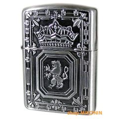 ZIPPO アーマー ライオン 銀イブシ 深彫 両面加工 ARMOR ジッポー オイルライター