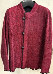 美品　二重織西陣シルク　リバーシブルジャケット　エクセルヒューマン社購入　エンジ系　黒　レディース　オシャレ上品