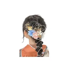 [JZOON] 髪飾り 人気 髪飾り セット ヘアアクセサリー ヘアーアレンジ 花 ドライフラワー 水引 振袖 和服 和装 着物 袴 浴衣 成人式 結婚式 卒業式 七五三 お祭り ポニーテール 青/ピンク A5103
