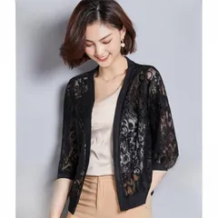 カーディガン レディース ボレロ 通勤 おしゃれ レース 長袖 30代 OL アウター 着痩せ 20代 40代 花柄レース 無地 春夏 シンプル カーデ トップス【0912】