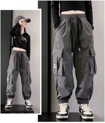 クーポンで10%OFF★キッズ パンツ ポケット カーゴパンツ 男の子 春秋 ロングパンツ 長ズボン ゆったり 子供服 子ども服 こども服 キッズウェア ウエストゴム カジュアル 無地 ジュニア 薄手 KTFC080(2色110-170)