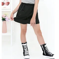 Bee【♪クーポン利用で20％OFF♪】リボンスカート風パンツ◇ブラック◇子供服 キッズ 女の子 スカパン キュロット 100 110 120 130 140 150