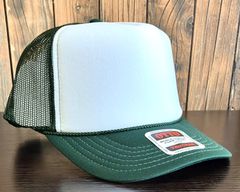 OTTO トラッカーキャップ　ソリッドバイザー　　HIGHクラウン深め　ホワイト×ダークグリーン　39-169