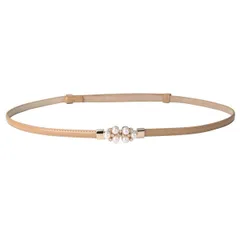 ベルト 細 パーティー ドレス ウエストマーク PU レザー スリム レディース 本革 花柄 シャツ ロング 大きい ファッション オールシーズン シンプル 大人 上質 丈夫 頑丈 旅行用 旅行 海外旅行 出張 お出掛け お出かけ おで [02.ベージュ A]