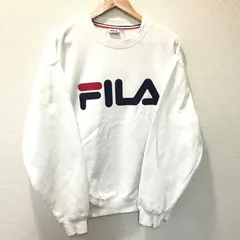(^w^)b FILA フィラ トレーナー スエット プルオーバー ホワイト コットン 裏起毛 刺繍 トップス 大きいサイズ ユニセックス オシャレ かっこいい かわいい ロゴ トレーニング 定番 カジュアル 部屋着 メンズ サイズLL